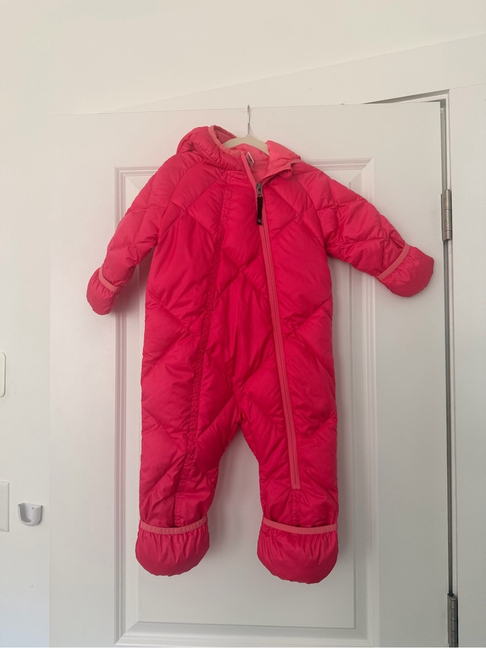 REI Bright pink quilted snowsuit bunting